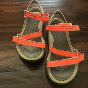 Crocs Swiftwater Webbing Sandal-bright coral